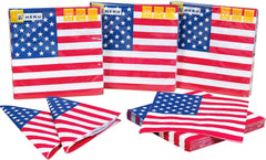 HEKU 191 pièces. USA Party Set I Assiettes en Carton Ø23Cm, Gobelets Rouges, Serviettes 3 Épais 33X33Cm, Sélecteur de Décoration, Chaîne Fanion 10M I Parfait pour les soirées à thème et les fêtes nationales