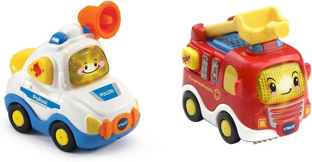 Vtech TUT TUT Baby Flitzer - Police - Pour 1-5 ans & TUT TUT Baby Flitzer - Pompier - Voiture jouet avec musique, bouton lumineux, phrases et sons intéressants - Pour 1-5 ans Bebe Toys Naty Shop Baby Flitzer pack camion de pompier