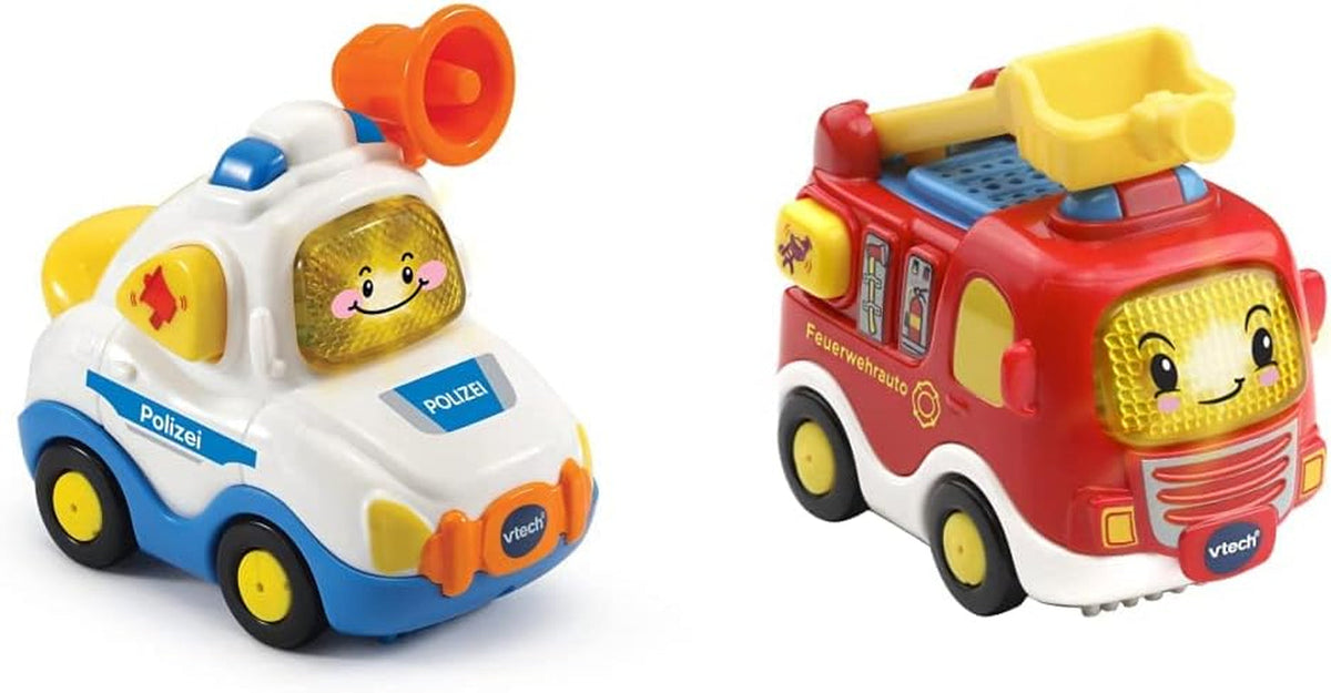 Vtech TUT TUT Baby Flitzer - Police - Pour 1-5 ans & TUT TUT Baby Flitzer - Pompier - Voiture jouet avec musique, bouton lumineux, phrases et sons intéressants - Pour 1-5 ans Bebe Toys Naty Shop Baby Flitzer pack camion de pompier