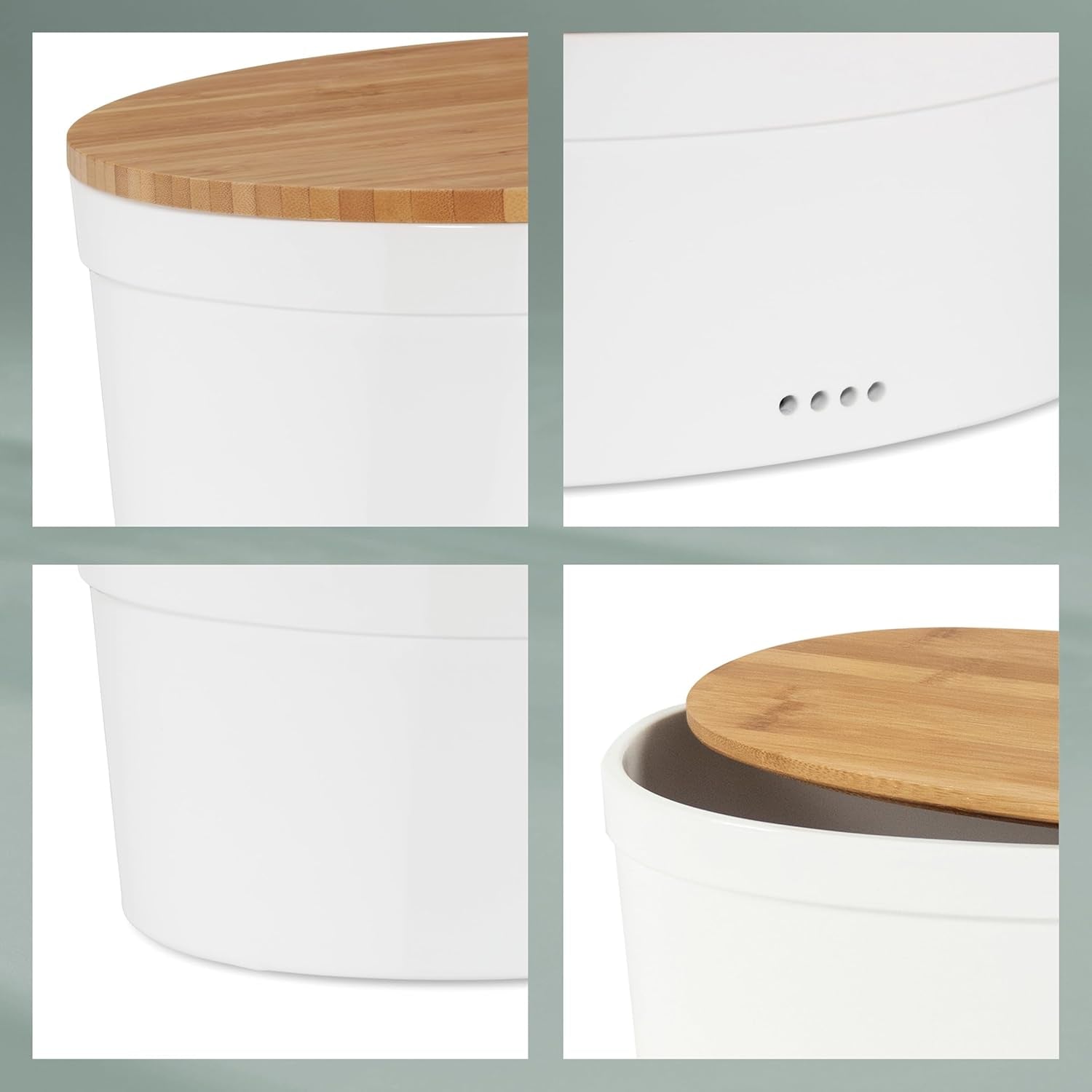 Boîte à pain Kela avec trous d'aération, boîte à pain en céramique, SALENA, bol à pain, blanc, 36,5 x 23,5 x 14 cm Boîtes de conservation alimentaire Naty Shop