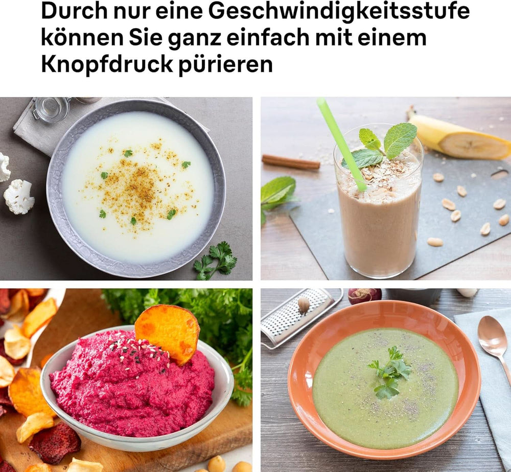 Braun Stabmixer MQ10.001M Multiquick 1 - Extra Light Pürierstab Mit Edelstahl-Mixfuß Und Easytwist System, Inkl. Mix- & Messbecher 600 ml, 450 watts, blanc mère et enfant Naty Shop