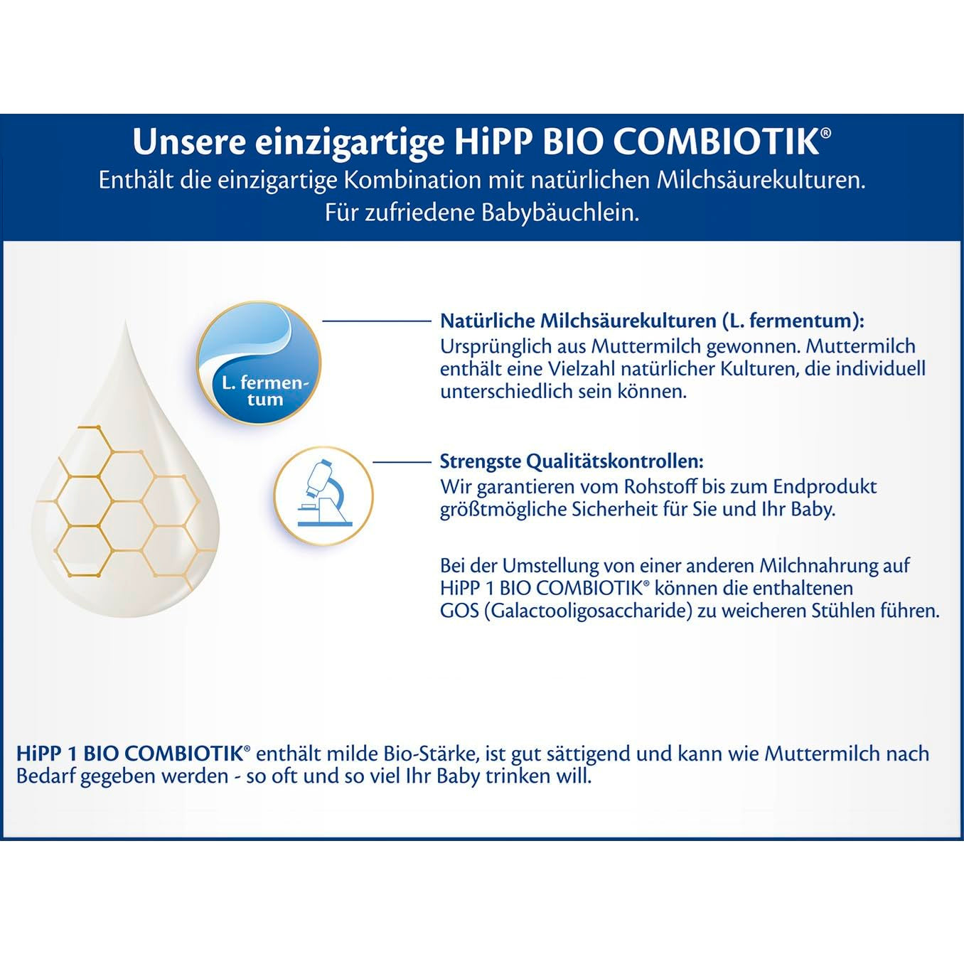HiPP 1 Combiotik Bio (4 x 600g), lait maternisé en poudre pour nourrissons dès la naissance, avec cultures naturelles d'acide lactique et amidon biologique facile à traiter, de la meilleure qualité biologique