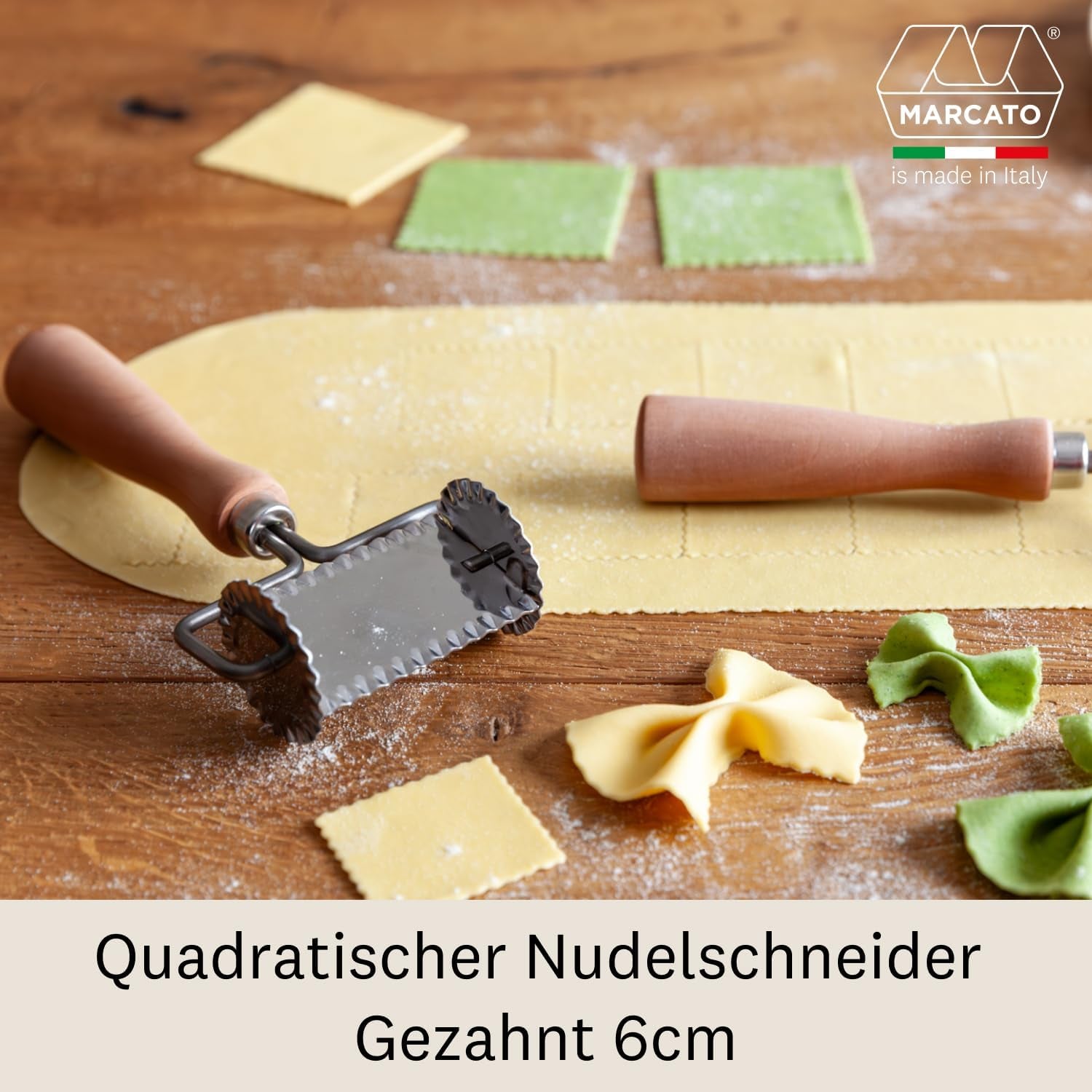 MARCATO emporte-pièce carré outil à gâteau dentelé en acier 6 cm coupe précise robuste Durable