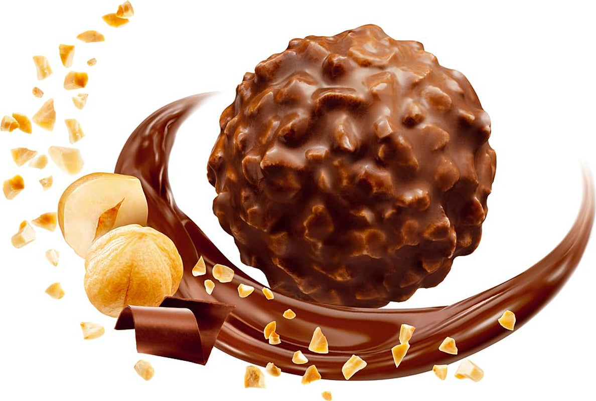 Ferrero Rocher - Pralines Spécialité Croquantes et Crémeuses aux Noisettes - Cadeau de Saint Valentin pour Elle et Lui - 16 Paquets de 4 Pralines Individuelles