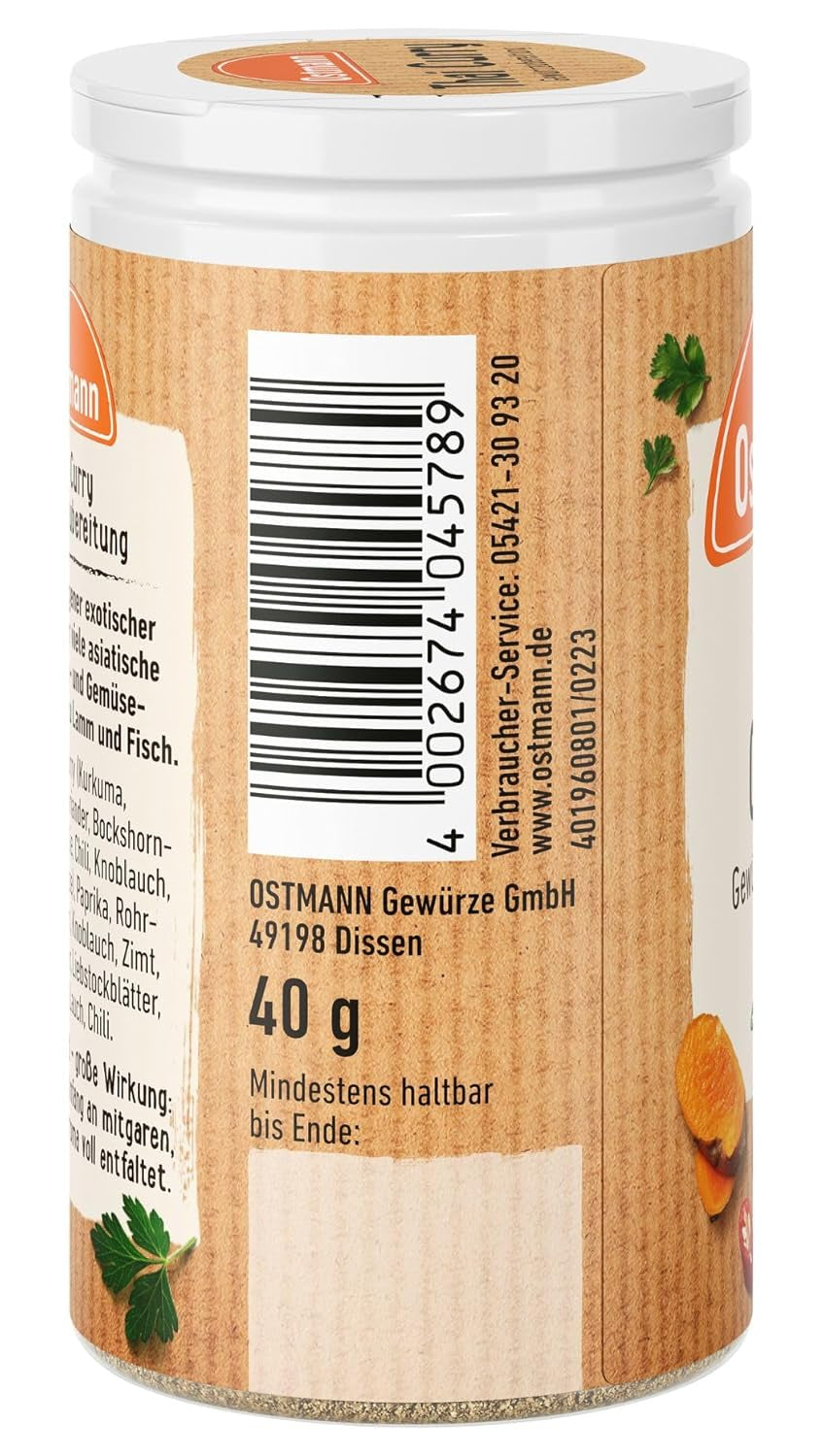 Ostmann Gewürze - Curry Thaï Gewürzzubereitung | Nachfüllbare & recyclable Verpackung | 40 g dans Der Streudose
