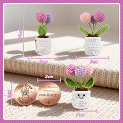Abschiedsgeschenk Kollegin & Lehrerin Erzieherin - Pocket Hug Tulpen Blumen - Dankeschön Geschenk Für Rente, Jobwechsel & Abschied - Gehäkelte Blumen & Glücksbringer - Schlüsselanhänger