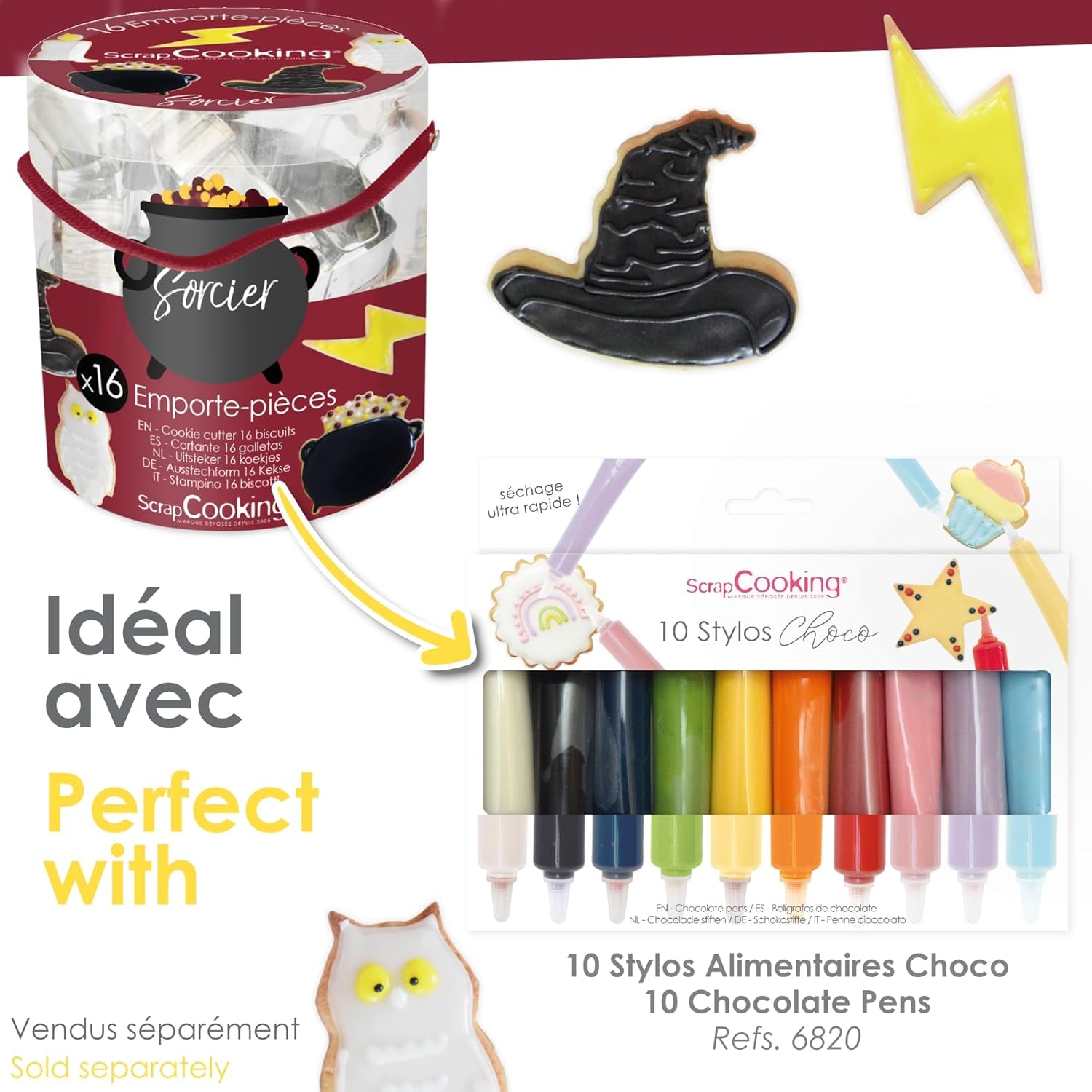 ScrapCooking - Seau de 16 emporte-pièces magiques - Emporte-pièces en métal - Mini emporte-pièces - Magie, Idée Cadeau Pâtisserie, Anniversaire Magique - 2029, Métal