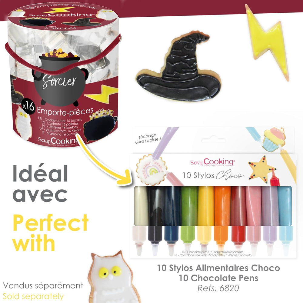 ScrapCooking - Seau de 16 emporte-pièces magiques - Emporte-pièces en métal - Mini emporte-pièces - Magie, Idée Cadeau Pâtisserie, Anniversaire Magique - 2029, Métal