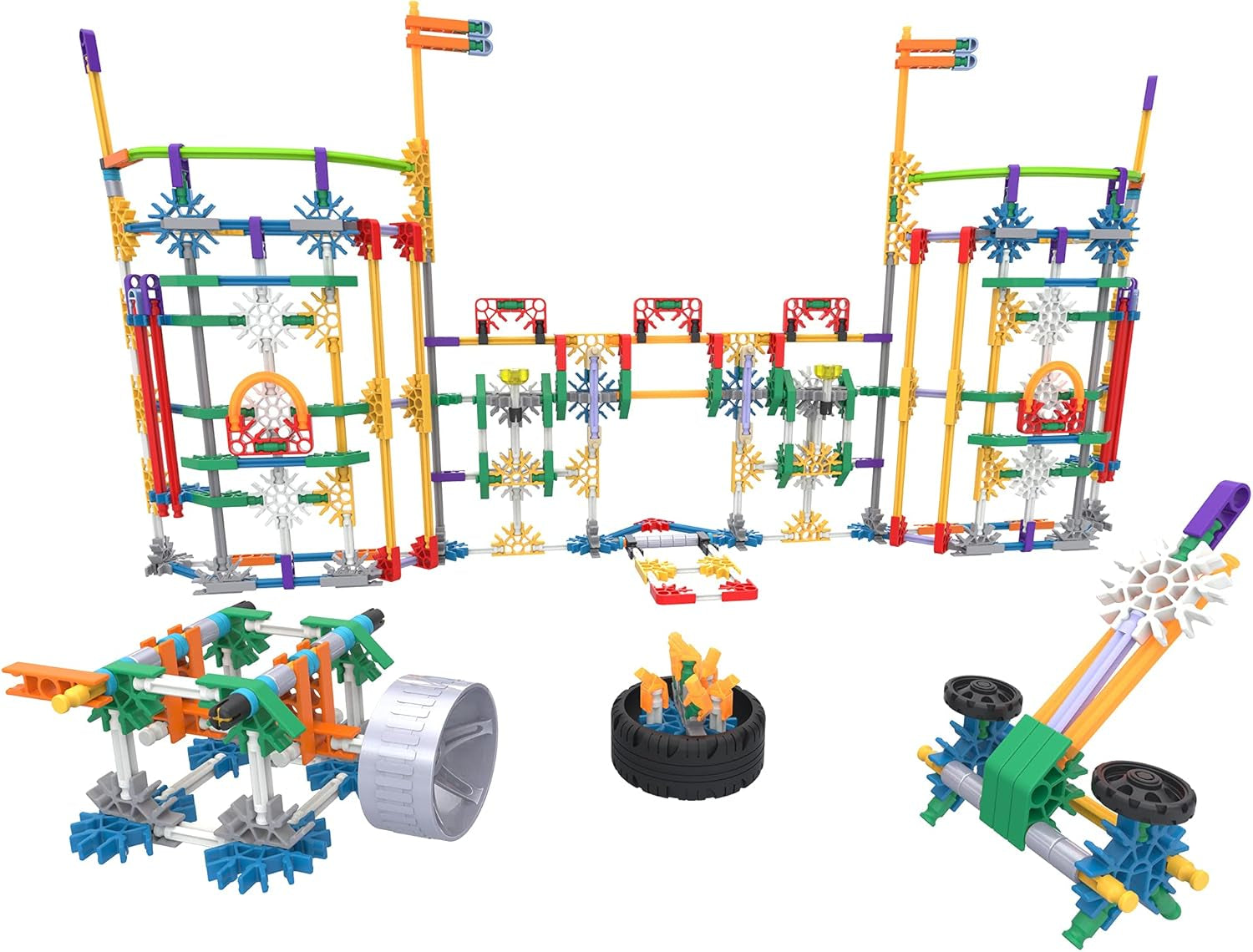 K'Nex Basic Fun Mega Models Bauset, 3D Lernspielzeug für Kinder, 700-teiliges STEM-Lernset, Ingenieurwesen für Kinder, buntes Bauset mit 40 Modellen für Kinder ab 7 Jahren