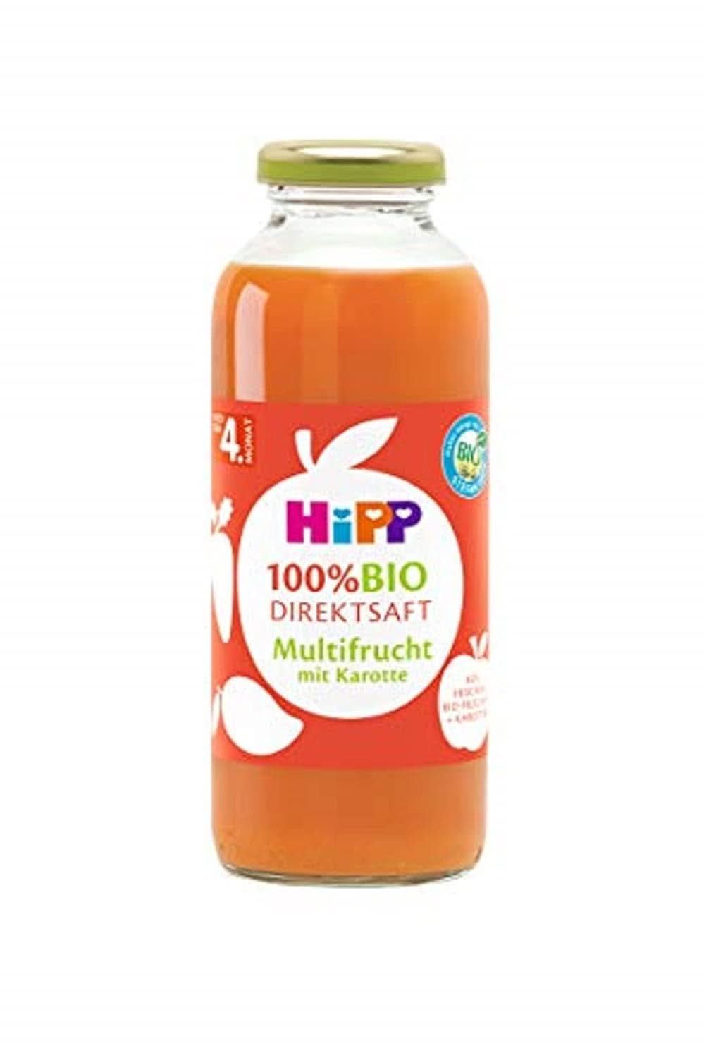 Hipp sucuri 100% organice, multifruct cu morcov, pachet de 6 (6 x 330 ml) Naty Shop 6 x 330 ml Multifruct Cu Morcov