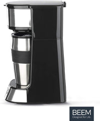 Machine à expresso monofiltre BEEM THERMO 2 GO avec tasse thermique de 0,4 l | Filtre permanent | Avec minuterie de 24 heures pour une tasse de café chaud le matin, pas d'attente | 750 W
