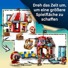 LEGO ONE PIECE Zirkuszelt von Buggy dem Clown - Interaktives Spielzeug mit 4 Minifiguren - Ruffy, Nami & Zoro sowie 2 Steckbriefen - Kreatives Geschenk für Jungen, Mädchen & Fans ab 8 Jahren - 75637