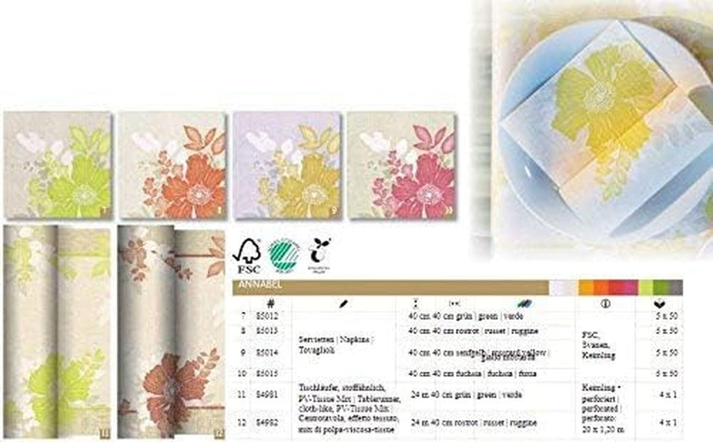 Papstar, 50 Serviettes "Collection ROYAL" 1/4 Pli 40 Cm X 40 Cm Fuchsia "Annabel", #85015