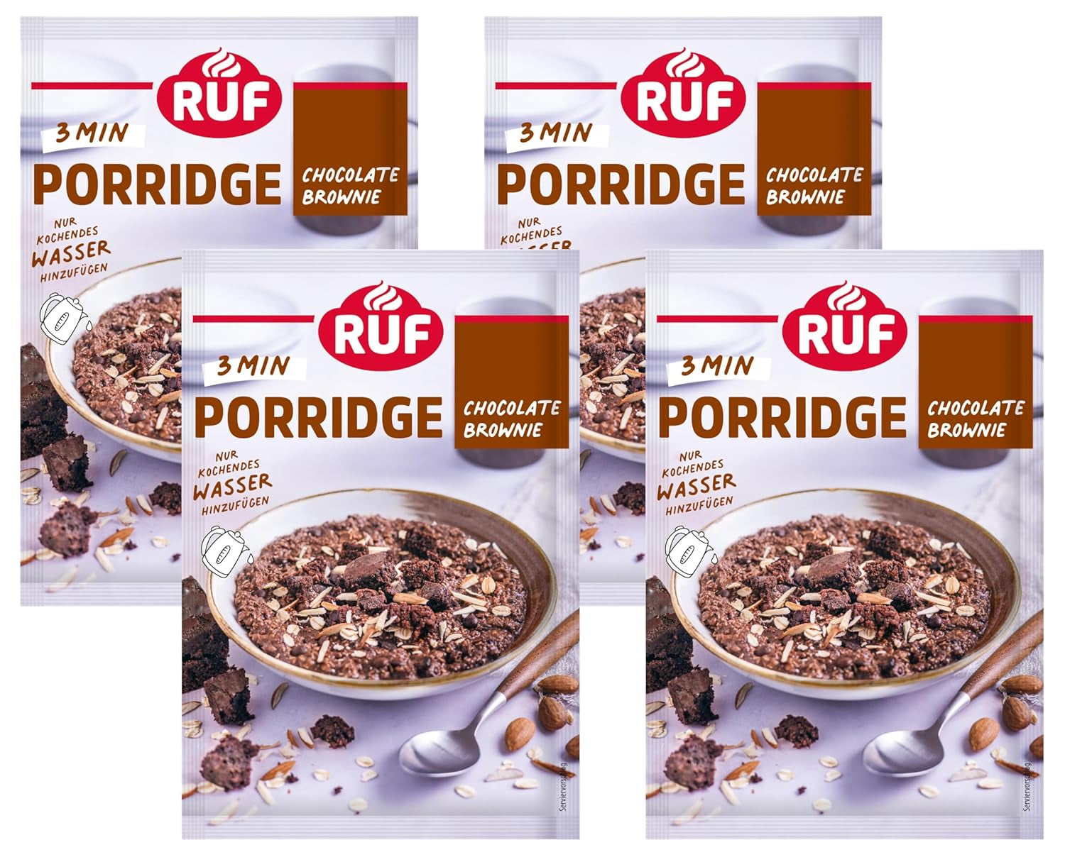 Gruau instantané RUF aux fraises et à la vanille, un repas d'été à base d'avoine prêt en 3 minutes, 1 sachet x 65g