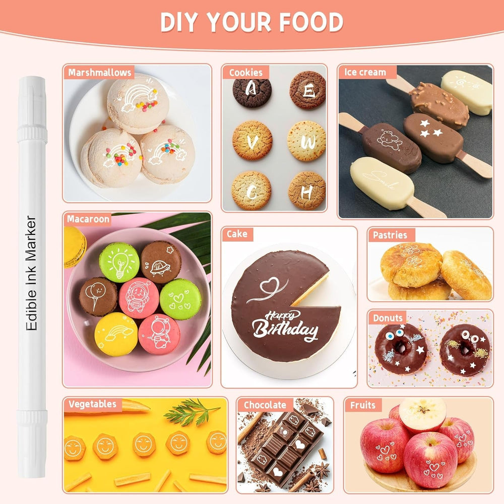 Ensemble de 3 stylos alimentaires comestibles blancs Ensemble de 3 colorants alimentaires fondants végétaliens sans gluten à double pointe blanc pour peindre et écrire sur des gâteaux, etc.