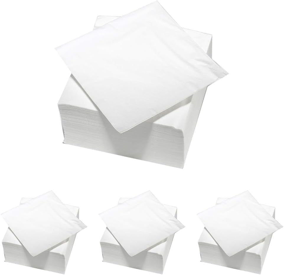 ARTS DE LA TABLE 100 Serviettes en coton, 2 épaisseurs, 33 x 33 cm, Blanc (Lot de 4)