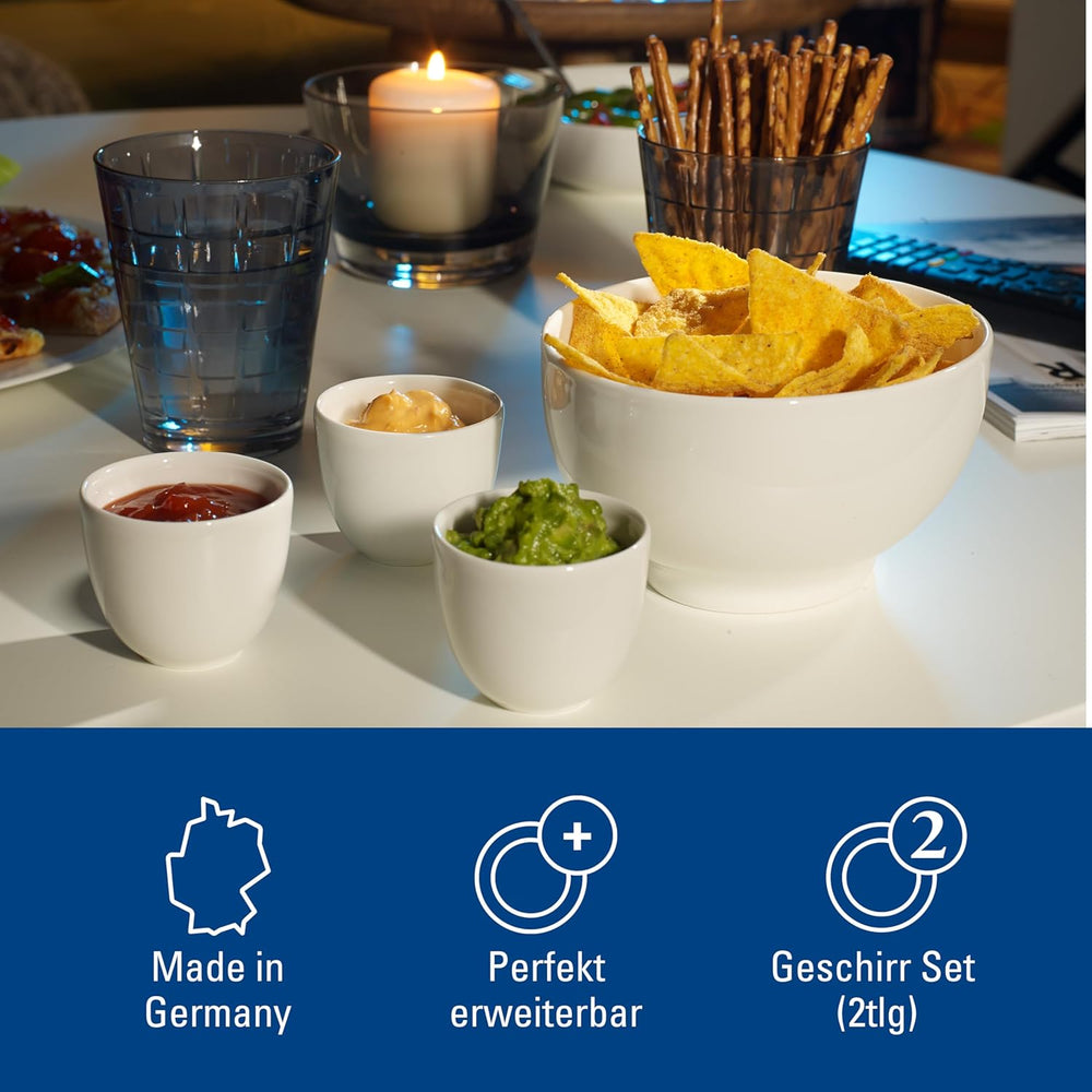Villeroy & Boch For Me Lot de 2 bols à céréales, blanc, passe au lave-vaisselle, passe au micro-ondes, petits bols pour 2, bols, bols à céréales, snacks ou sauces, assiette, porcelaine premium