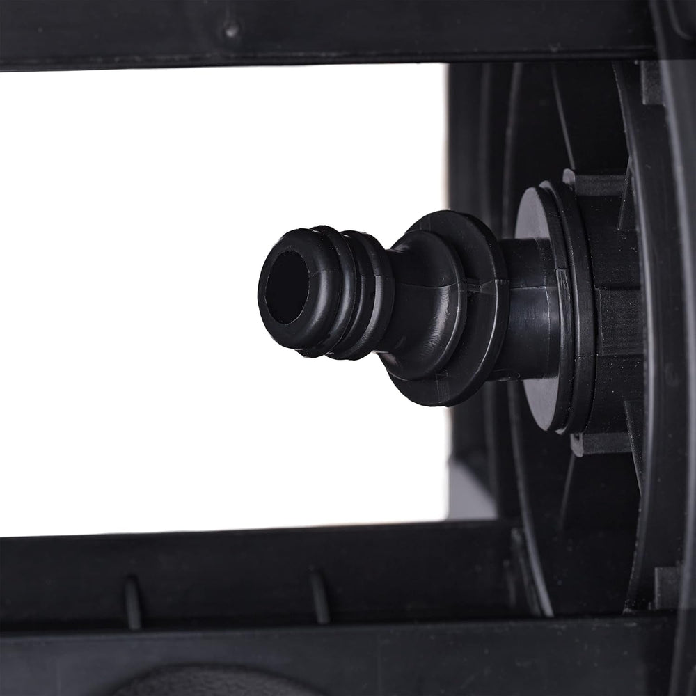 Enrouleur de tuyau Relaxdays, pour tuyau 30 m 1/2", acier, plastique, support de tuyau, HL : 38 x 42 x 31 cm, noir/gris