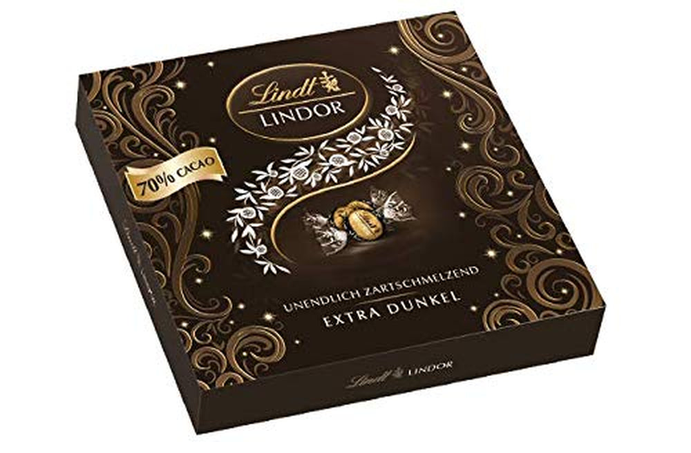 Coffret cadeau Lindt LINDOR Extra Black 70% de cacao, chocolat cadeau, env. 15 truffes LINDOR, 186 g