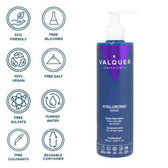 Traitement Capillaire Hyaluronique Valquer - Masque Capillaire Hydratant au Parfum Lavande - Sans Sulfate ni Silicone - 975 ml Naty Shop Hair Mask