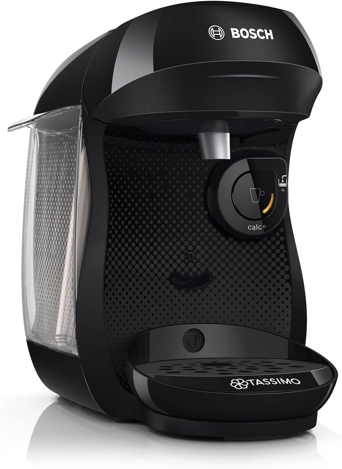 Bosch Tassimo Happy Friendly TAS102E Machine à expresso à capsules, plus de 70 boissons, convient à toutes les tasses, arrêt automatique, durable, dosage parfait, peu encombrant, 1400 W, noir