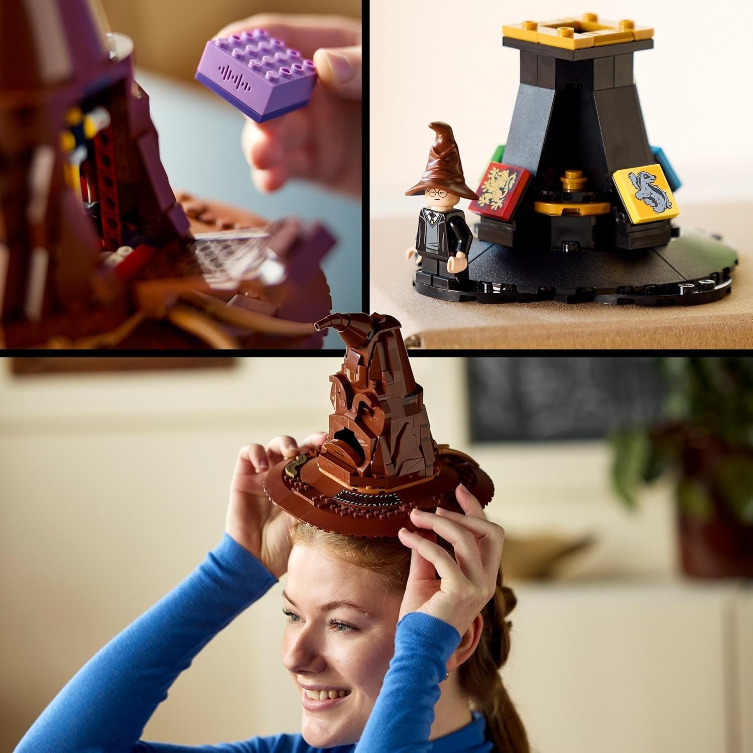 LEGO Harry Potter Chapeau parlant Poudlard modèle film pour adultes Cadeau pour femmes hommes maman papa avec 31 combinaisons de sons aléatoires vous trie dans votre maison de Poudlard 76429 Jeux de construction Besuche den LEGO-Store