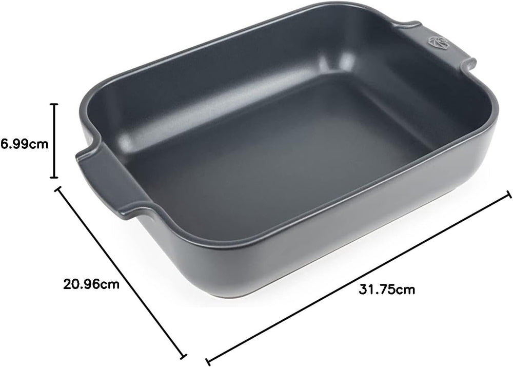 Peugeot Appolia Rechteckige Auflaufform Mit Griffen, Keramik, Schiefer / Grau, 7.2X31X21.7 Cm, Fassungsvermögen: Env. 2 L, 60060 Moules et plaques à pâtisserie Naty Shop