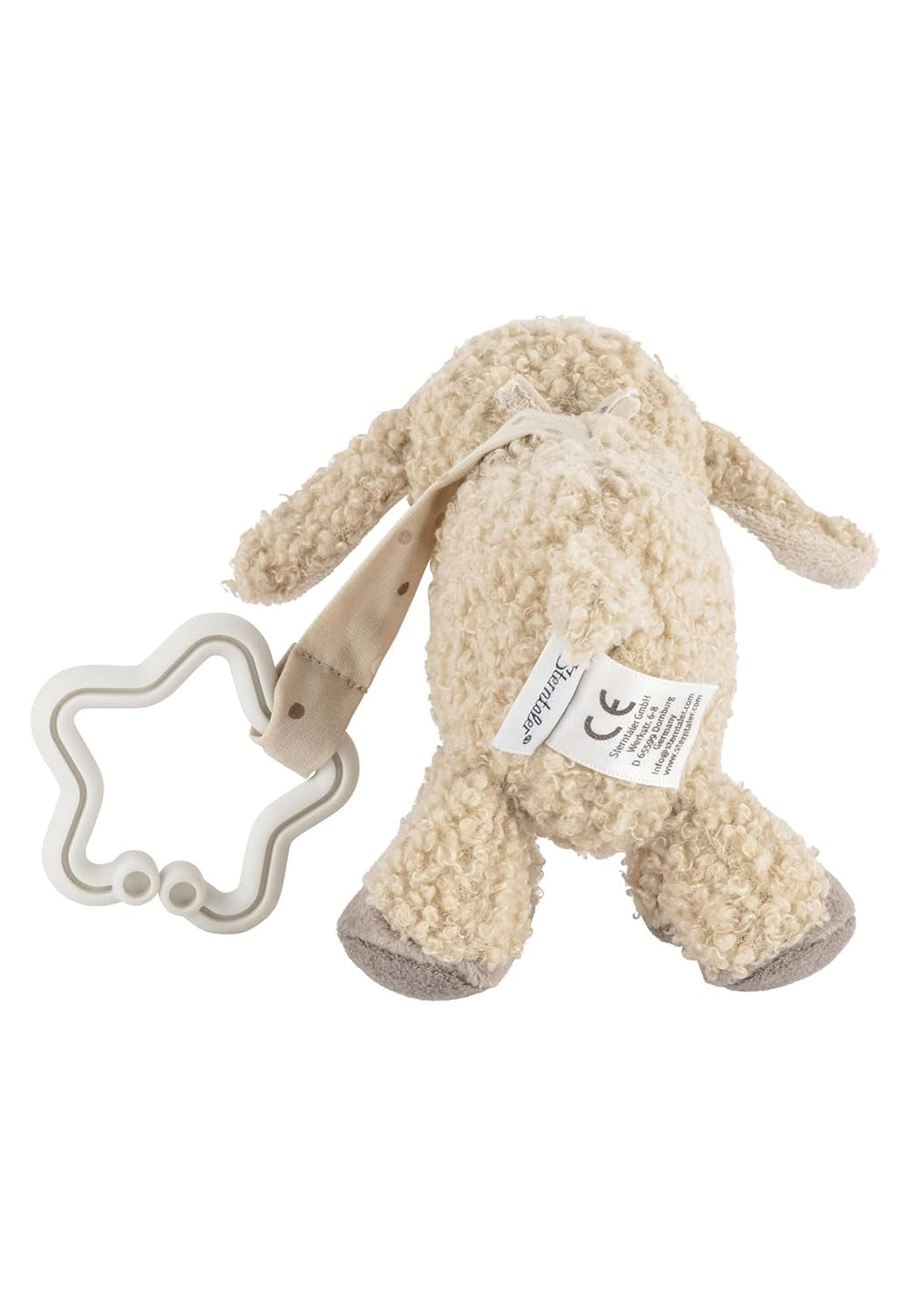 Sterntaler Flocke Pendentif Jouet Mouton - Jouet Poussette en Tissu Doux - Jouet à Suspendre pour Bébé - Suspension en Forme d'Étoile Couleur Sable Pendentif Noeud de Jeu Bebe Toys Naty Shop