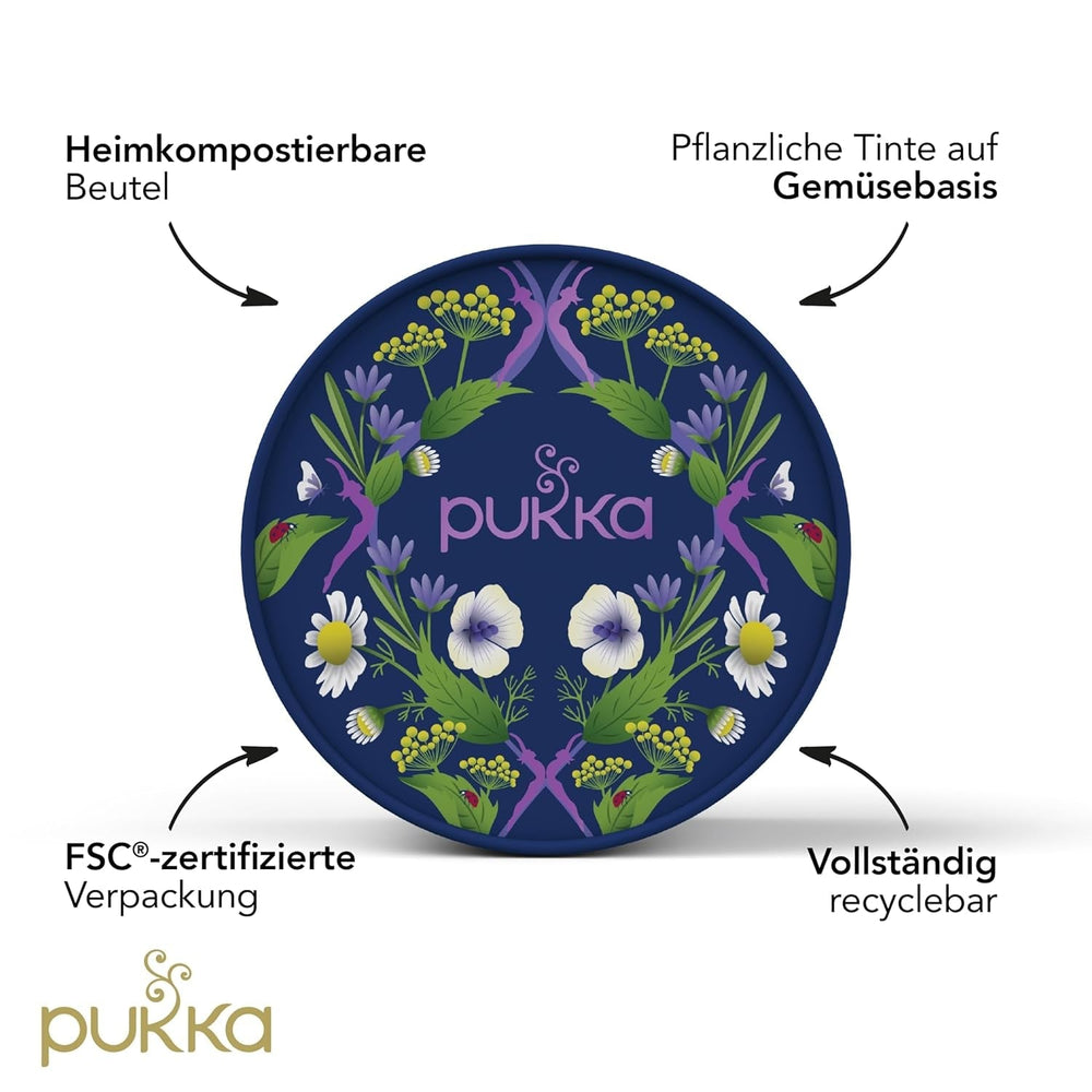 Set cadou ceai Pukka, cutie ceai organic Premium Selection „Wellness Von Früh Bis Spät”, matcha, curcuma, set ceai, idee cadou, 6 variante, 90 pliculețe de ceai