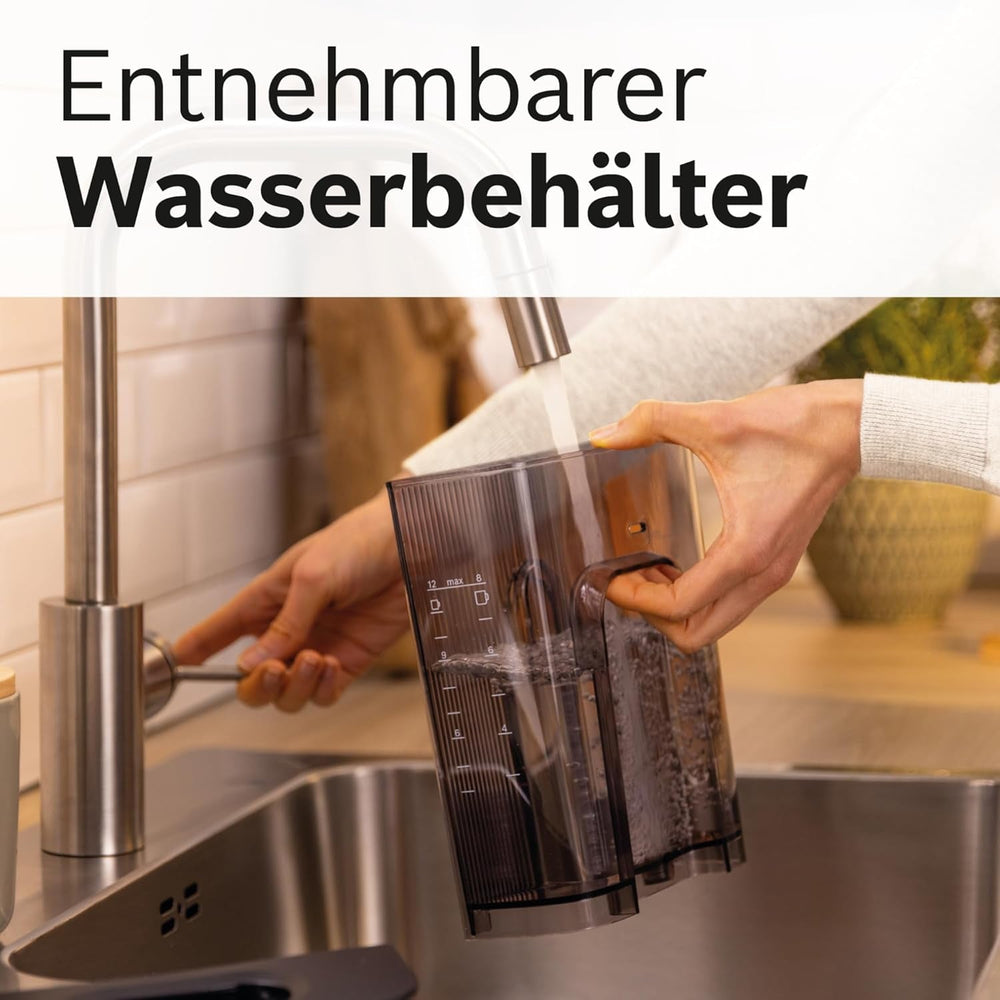 Bosch MyMoment TKA6M273 Machine à expresso à filtre, carafe thermique 1 L, 8-12 tasses, système anti-goutte, porte-filtre rotatif, programme de détartrage, réservoir d'eau amovible, 1200 W, noir mat