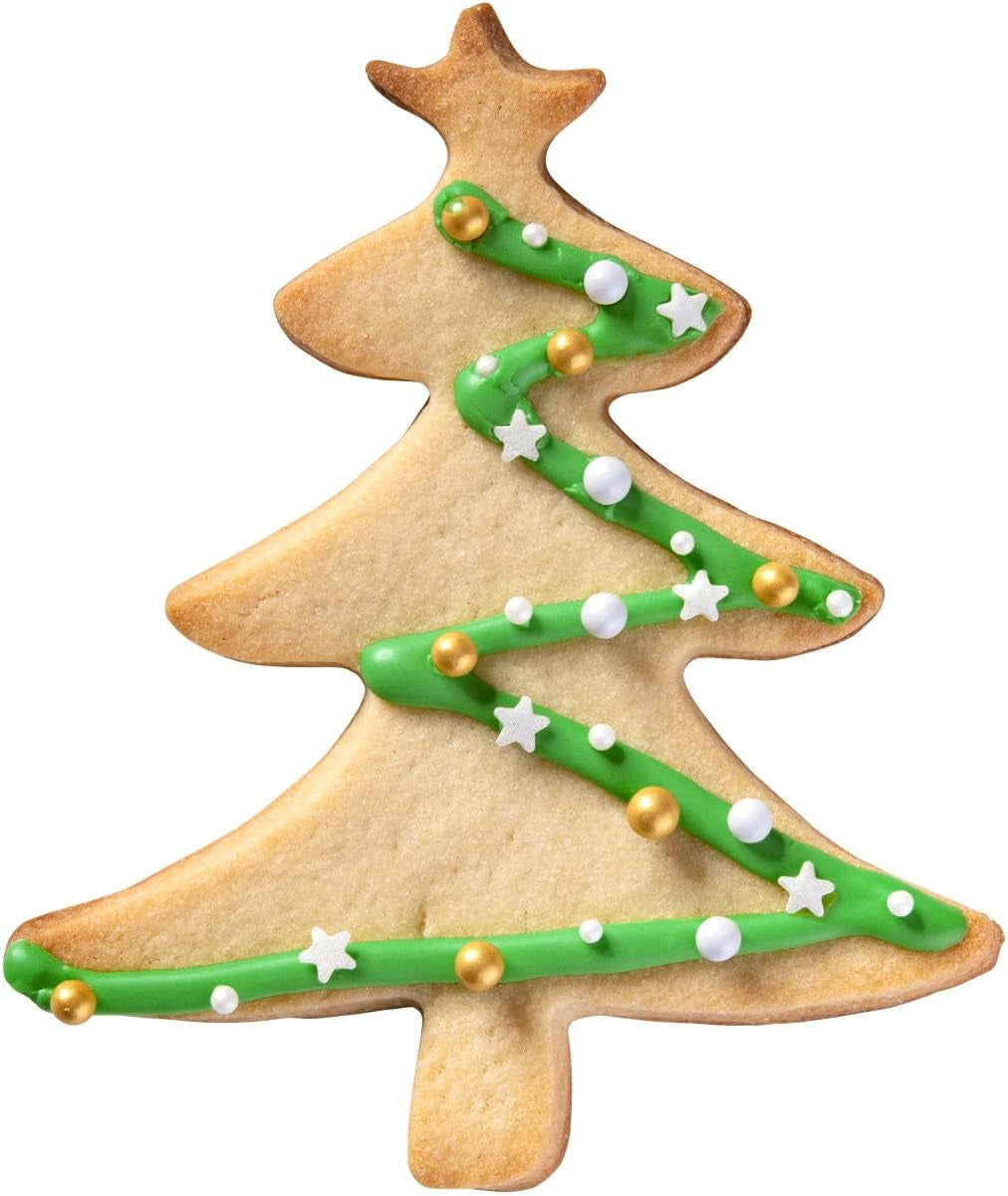 Zenker Boîte à biscuits de Noël XL – Boîte à biscuits en forme d'arbre de Noël pour des biscuits délicieux et sucrés – Boîte à biscuits 2 en 1 et cadre de cuisson en acier inoxydable argenté