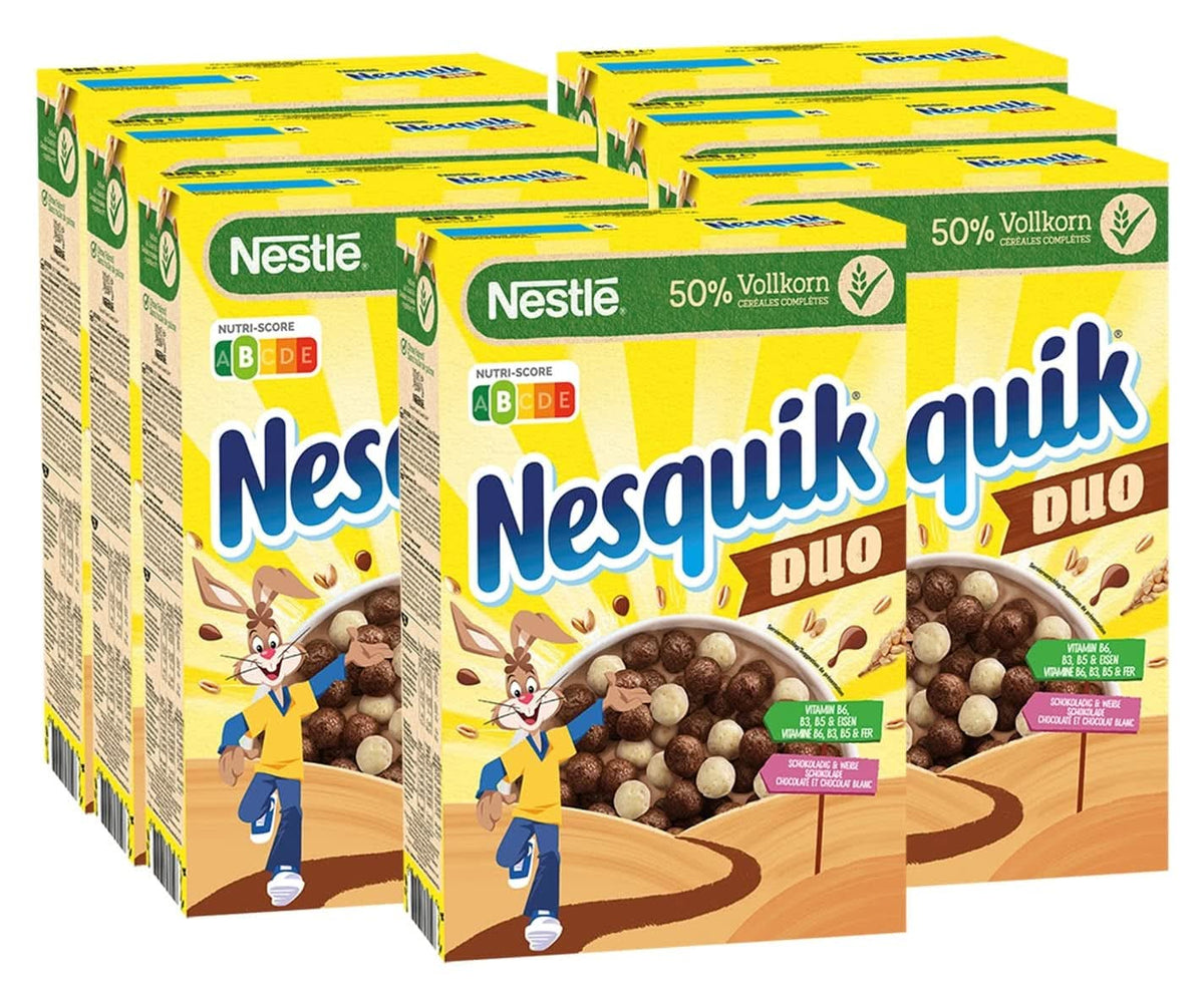 NESTLE Nesquik Duo, Céréales au Chocolat Noir et Blanc avec Farine Complète, Paquet de 7 x 325 Grammes Céréales Naty Shop