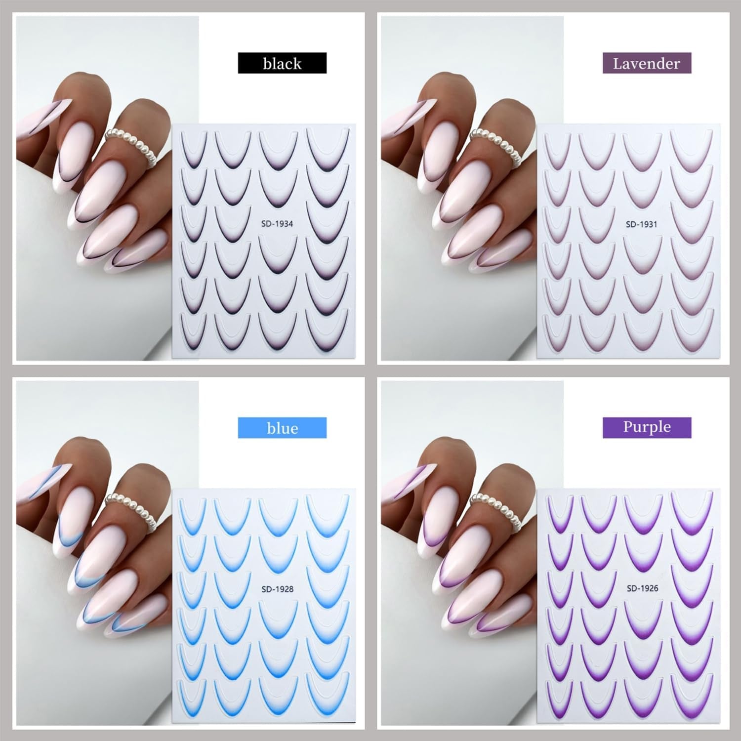 GZMAYUEN 12 couleurs français ongles autocollants 3D français dégradé couleur ongles autocollants auto-adhésif ongles conception ongles accessoires