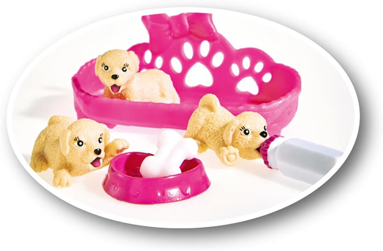 Simba 105733041 - Evi Love Puppy Love, mit DREI Babyhunden, mit Hundekorb und Zubehör, Ankleidepuppe, 12cm, für Kinder ab 3 Jahren