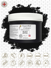 Colorant alimentaire Sugarflair Max Concentré Noir, colorant alimentaire très concentré pour pâte d'amande et fondant, colorant en pâte Max Concentrate - 400 g