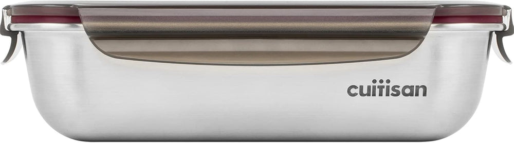 CANDL Cuitisan (Flora) Pot de conservation des aliments en acier inoxydable avec couvercle à clip, rectangulaire, adapté au micro-ondes + four, pot de conservation, EC7-SS10 2800 ml Naty Shop Boîtes de conservation des aliments 25,9 cm x 19,5 cm x 7,1 cm / 1900 ml