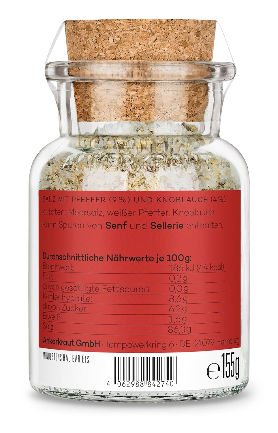 Ankerkraut "Merry Crisis" Anlass-Gewürz, Aioli Pfeffer Salz zum Verschenken, Gewürz Geschenk mit Knoblauch, 155 g dans Corkenglas