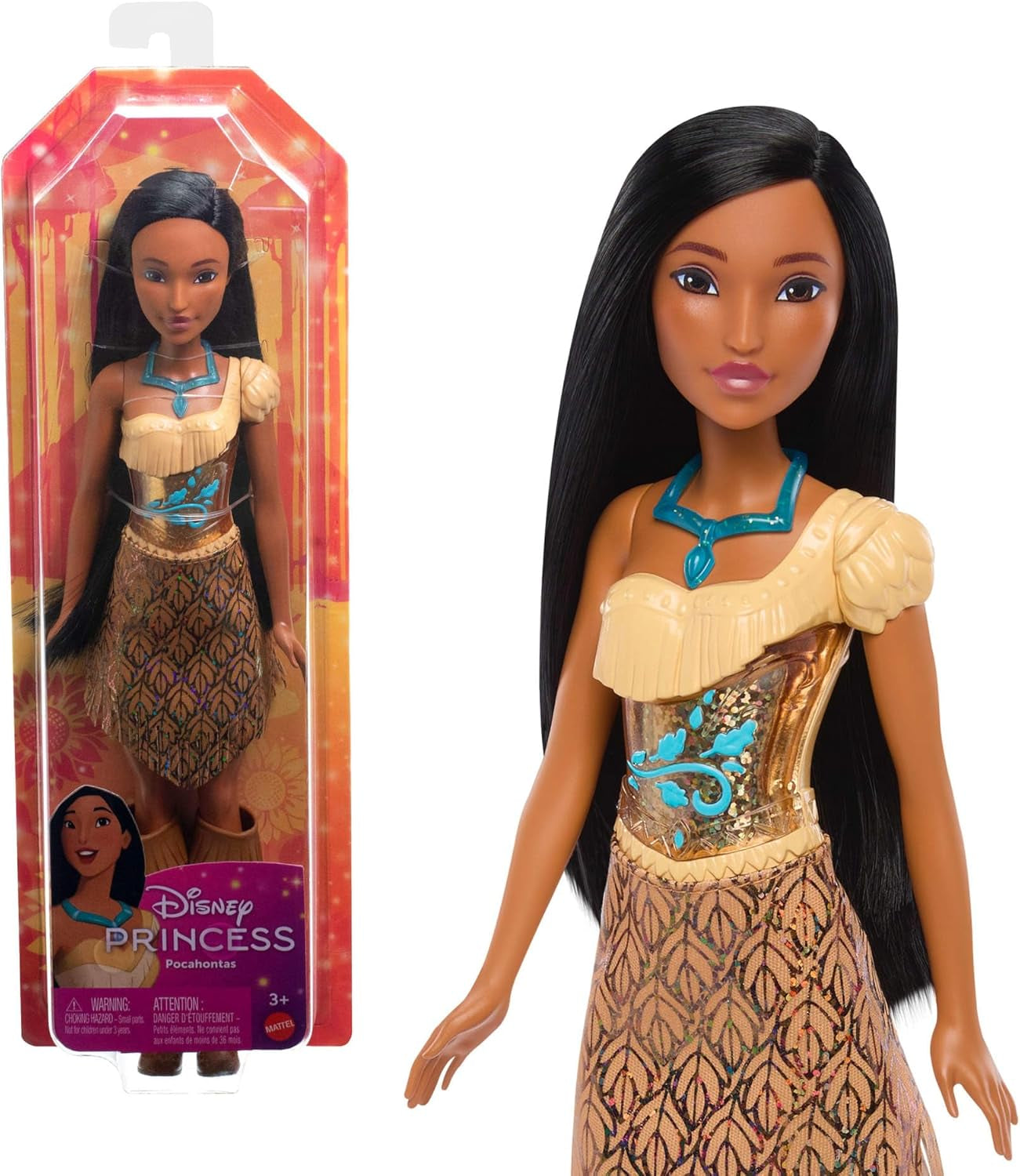 Mattel DISNEY Prinzessin Cinderella - Bewegliche Puppe mit glitzerndem Outfit, abnehmbaren Schuhen und Diadem, kämmbares Haar für Frisierspaß, für Kinder ab 3 Jahren, HLW06