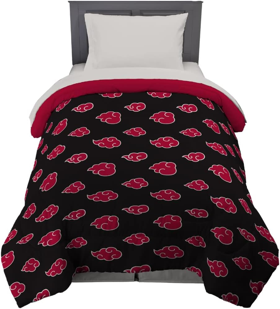 Franco Naruto Anime Akatsuki Parure de lit en microfibre douce pour lit Queen (produit officiel Naruto) Couettes et couettes Naty Shop Naruto Twin