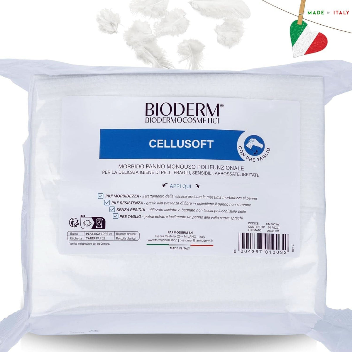BIODERM Cellusoft - Lingette douce jetable en viscose et polyester Lingettes humides bébé Naty Shop