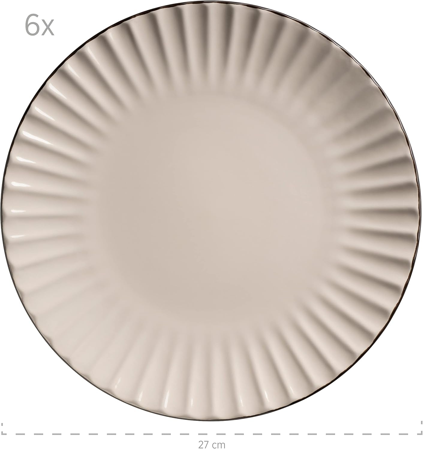 MÄSER 931967 Osita Retro Series Service de table Wave pour 6 personnes, service de table rond 18 pièces, assiettes plates, assiettes à dessert et bols à céréales, céramique, blanc crème