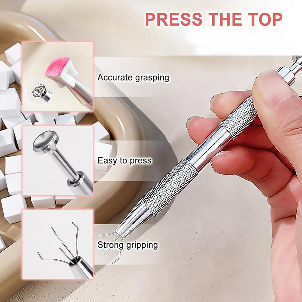 Pinceaux à ongles,100 pièces de pinceaux pour Nail Art avec pinces métalliques,éponge à ongles,pinsel à ongles,accessoires de manucure pour ongles,une variété de modèles d'art d'ongle dégradés à utiliser