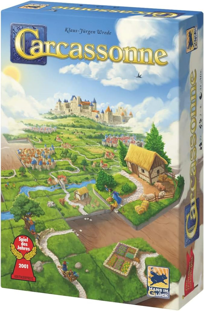 Hans im Glück, UNbox Now, Carcassonne V3.0, jeu de base, jeu familial, jeu de l'année 2001, 2-5 joueurs, 7 ans et plus, 35 minutes de jeu, allemand