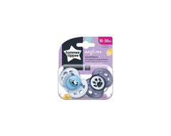 Suzetă Tommee Tippee Anytime, formă ortodontică simetrică, silicon fără BPA, 18-36 luni, 2 bucăți, multicoloră