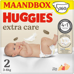 Couches pour bébé Huggies Extra Care, taille 2 (3-6 kg), super absorbantes, design Disney, paquet en vrac, 160