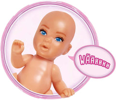 Simba 105733480 - Sac à dos pour bébé Steffi Love, poupée enceinte avec bébé et superbes sons, accessoires pour bébé et porte-bébé, poupées Naty Shop roses