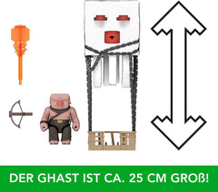 Mattel Minecraft Action Figure Set, Ghast avec attaque de feu, lumières, bruit, démarreur et projectile, Piglin Warrior, inspiré du film, JFB69 Figurines Naty Shop