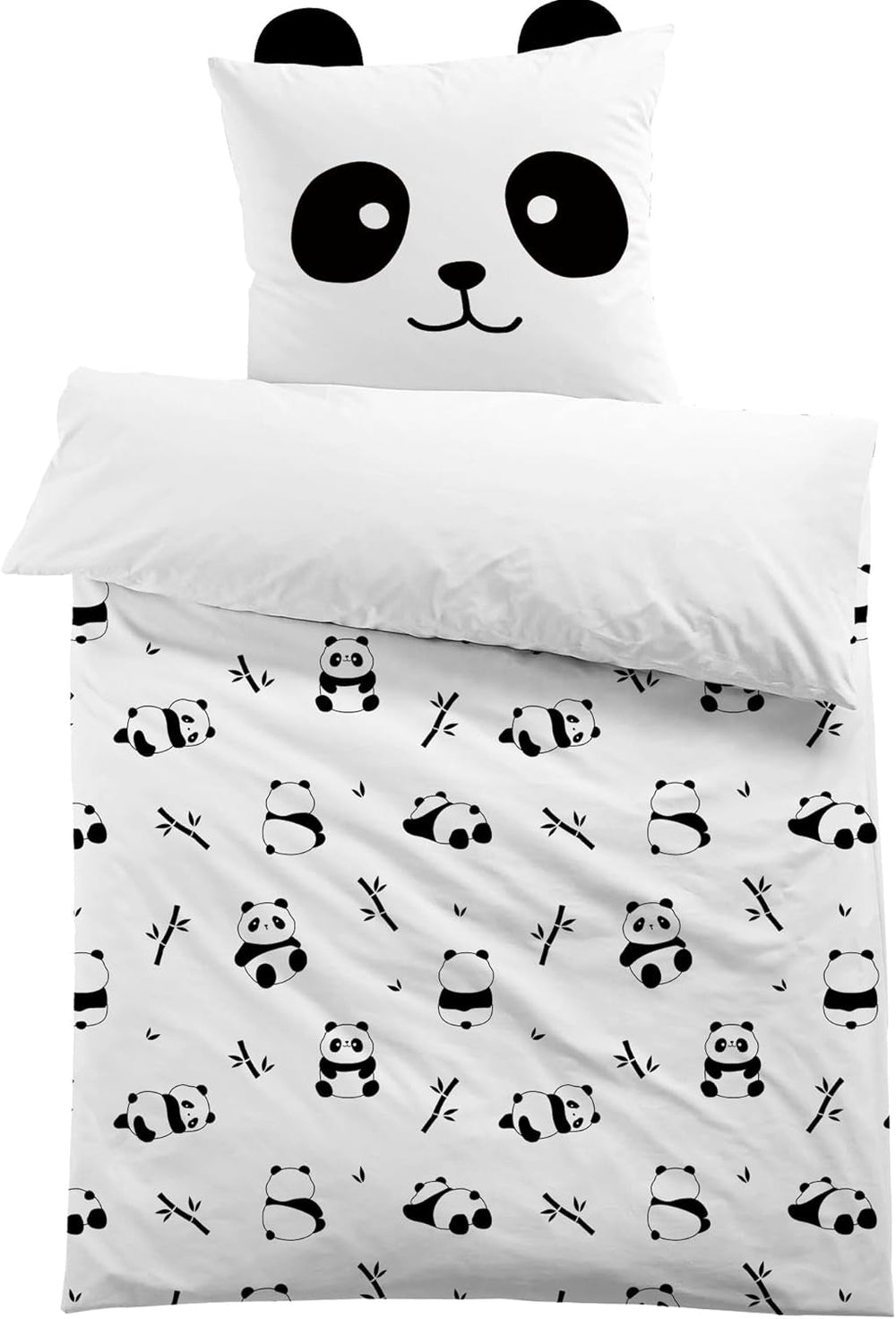 Literie microfibre 3D, animaux, unisexe Literie - enfant Naty Shop Panda avec oreilles 135×200+80×80