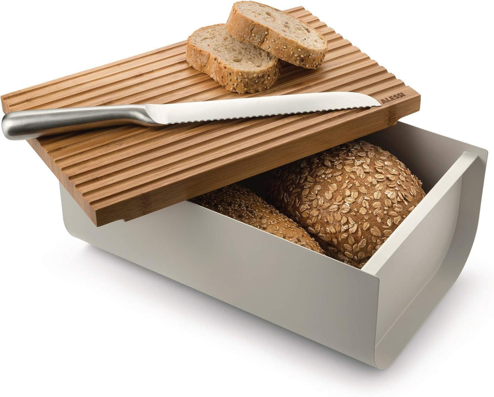 Alessi Mattina BG03 R - Corbeille à pain en acier inoxydable avec résine époxy et bois de bambou, rouge Boîtes de conservation Naty Shop