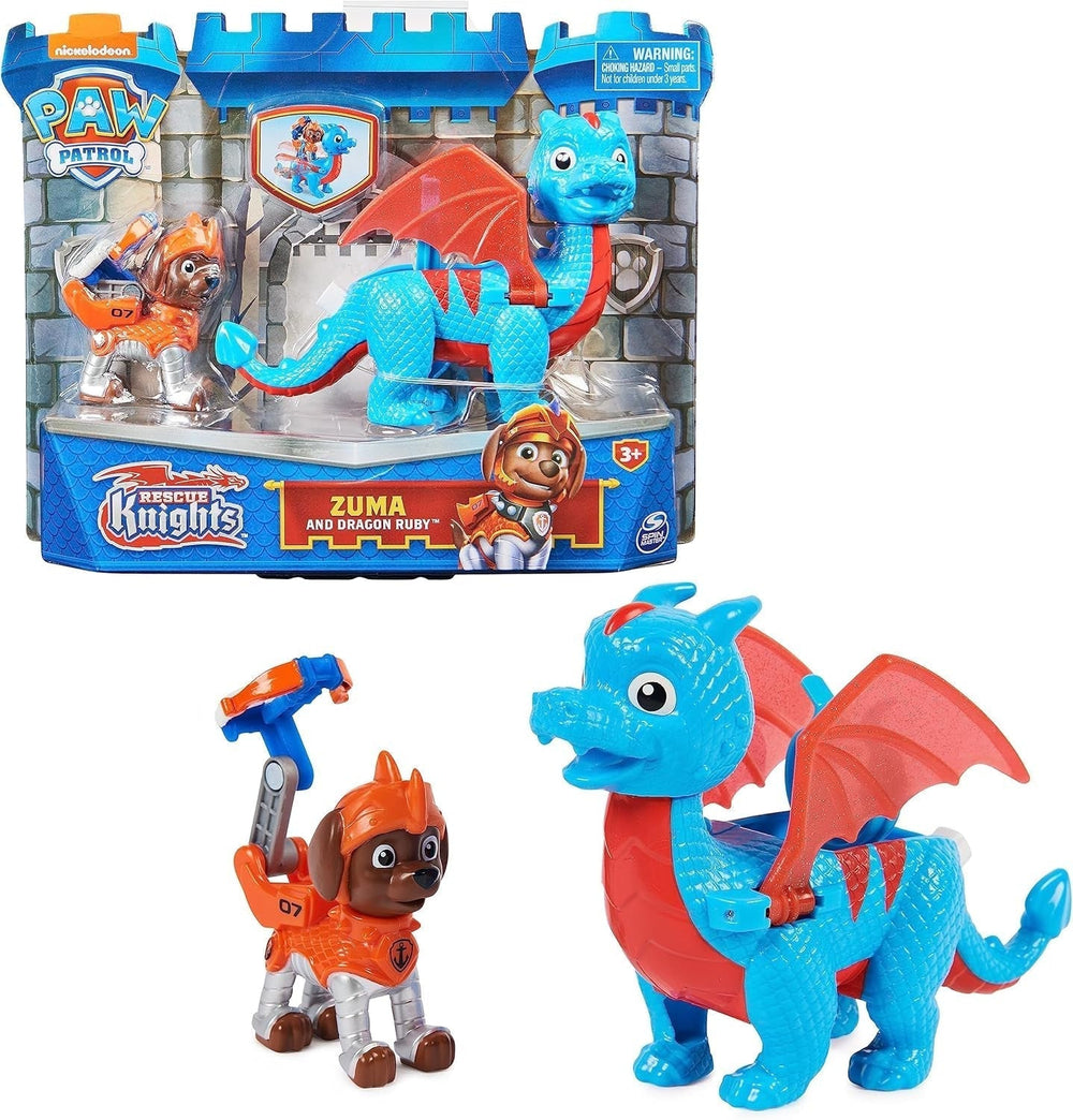 Paw Patrol Rescue Knights Rubble et Dragon Blizzie Ensemble de figurines d'action Jouet adapté aux figurines d'action de 3 ans et plus Naty Shop Single Zuma